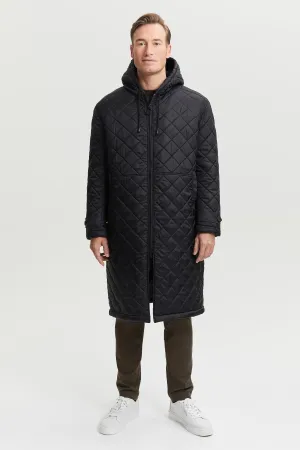 Pentti Water and Wind Repellent Quilted Parka Coat  Black