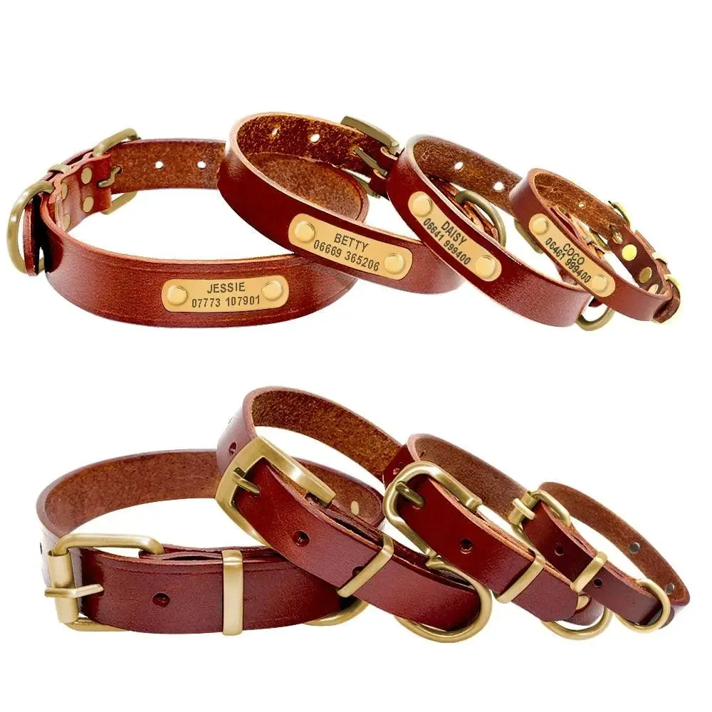 Personalized Leather Dog Collar - Engrave Your Pet's ID
