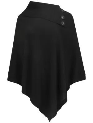 Picasso Soft Poncho with Collar in Black - Amara Reya