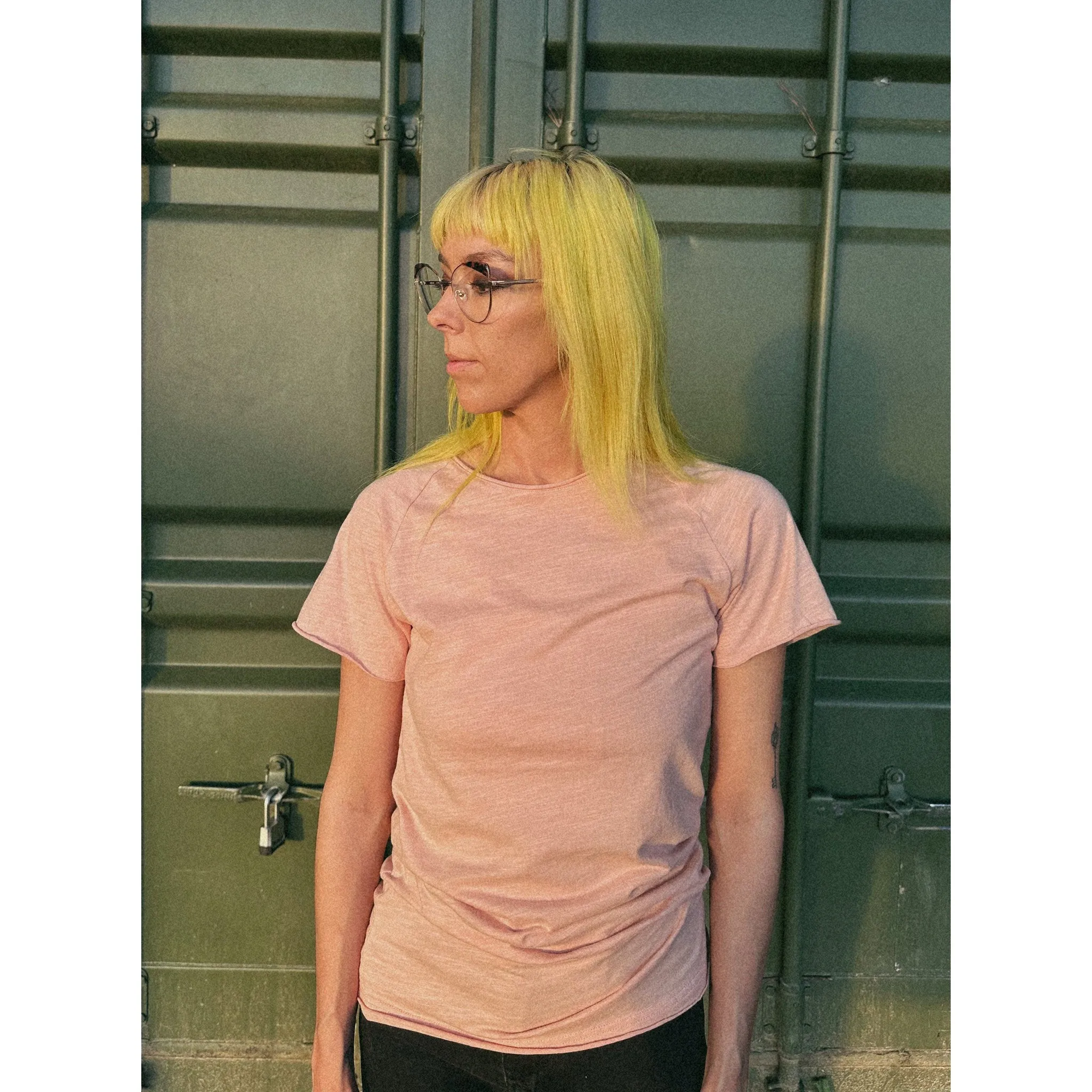 Pink Slub Raw Neck