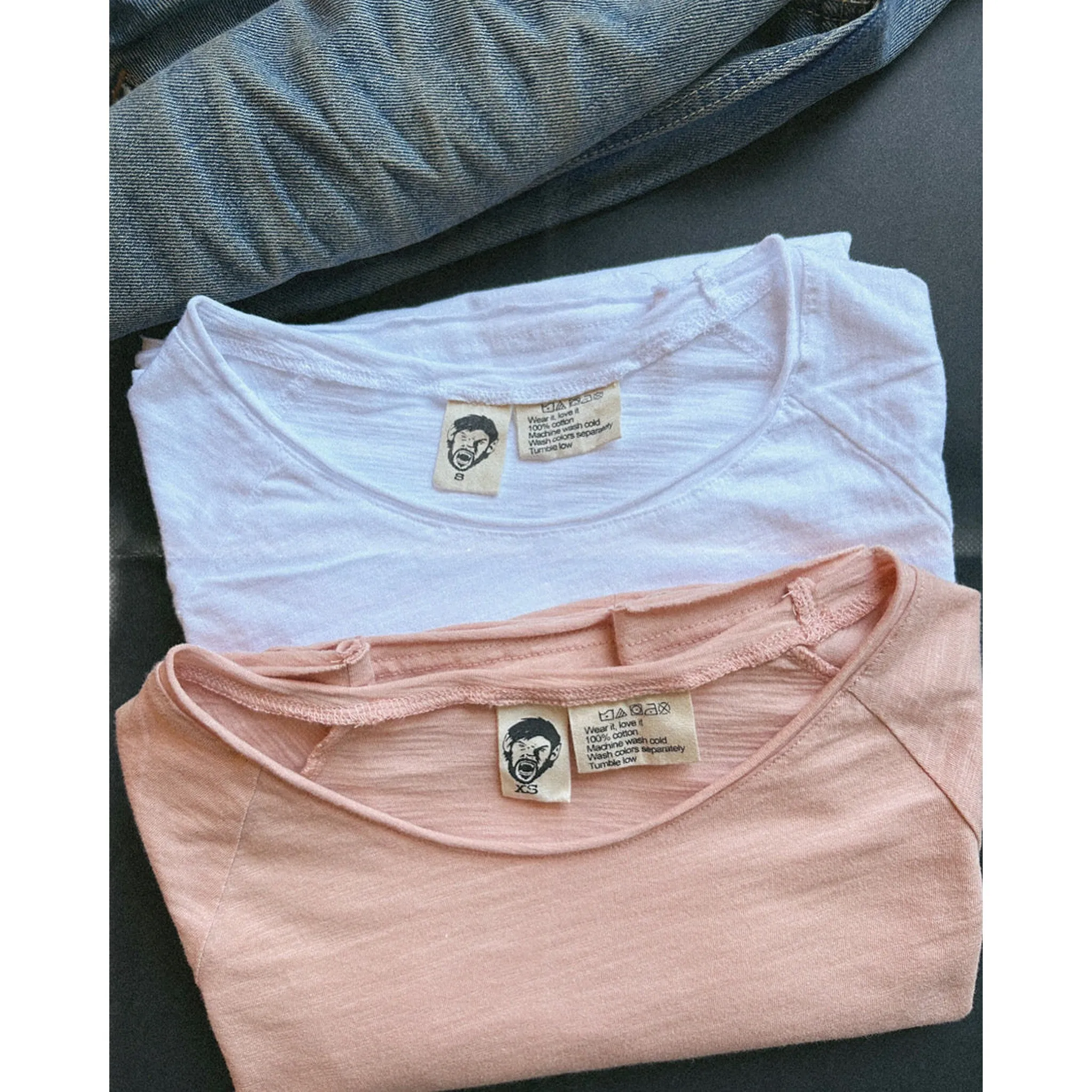 Pink Slub Raw Neck