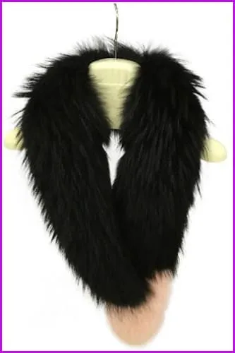 Pink/Wine Red Raccoon And Fox Fur Collar Scarf