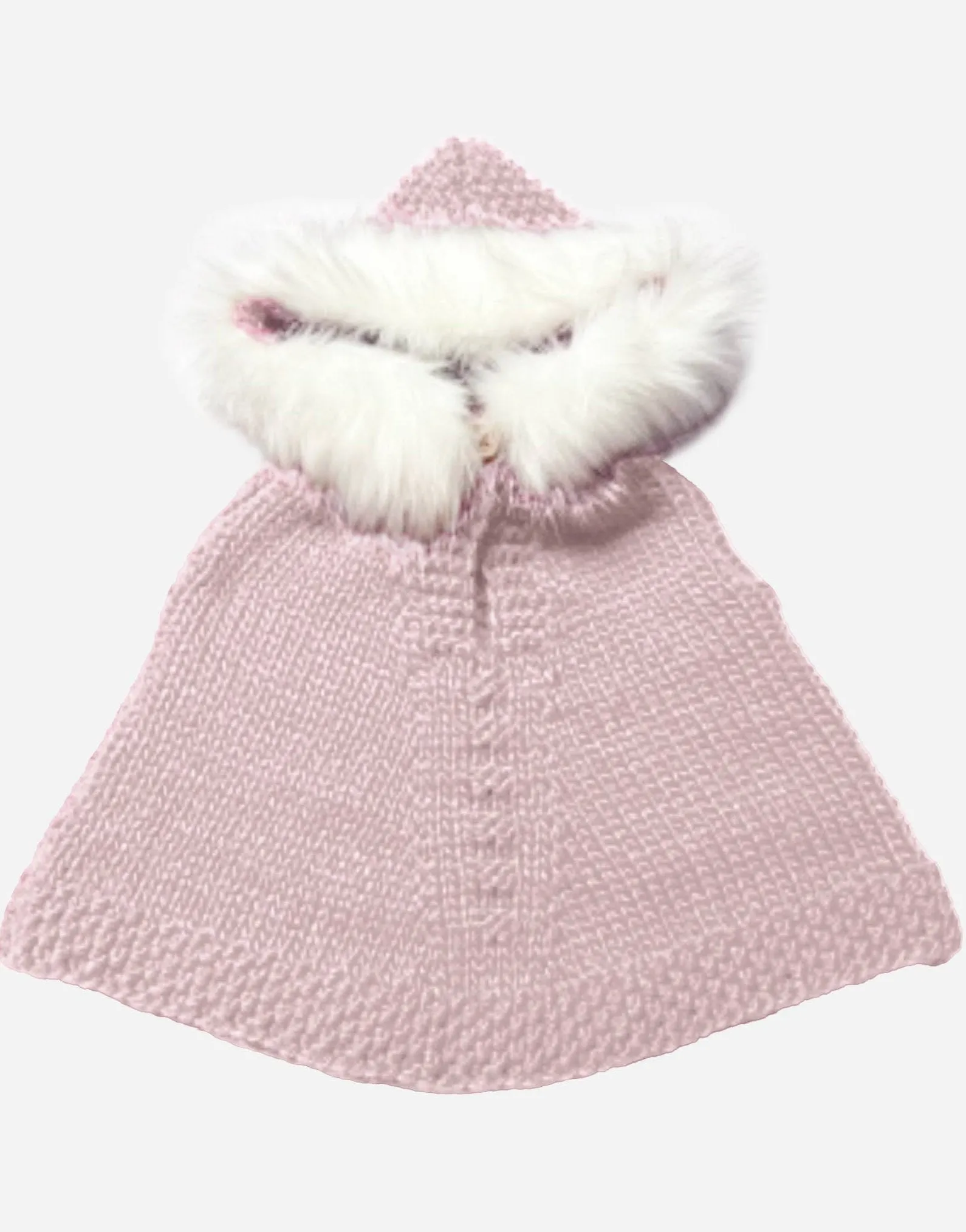 Poncho with Faux Fur in Baby Pink