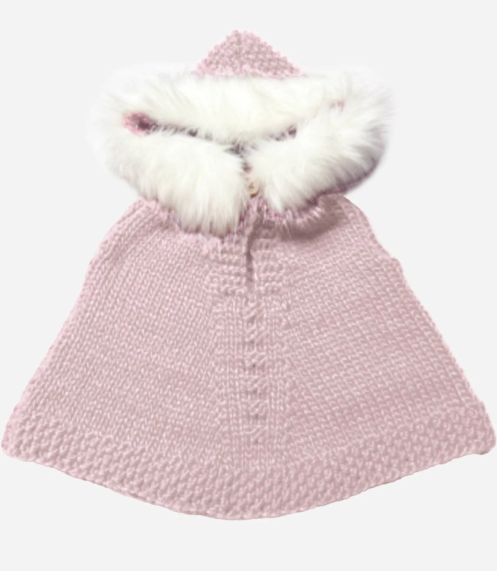 Poncho with Faux Fur in Baby Pink