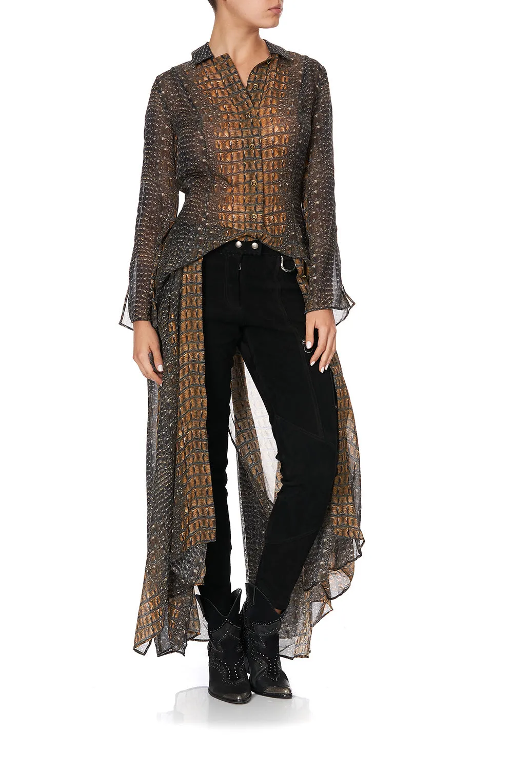 PRINTED TRENCH CROCODILE ROCK