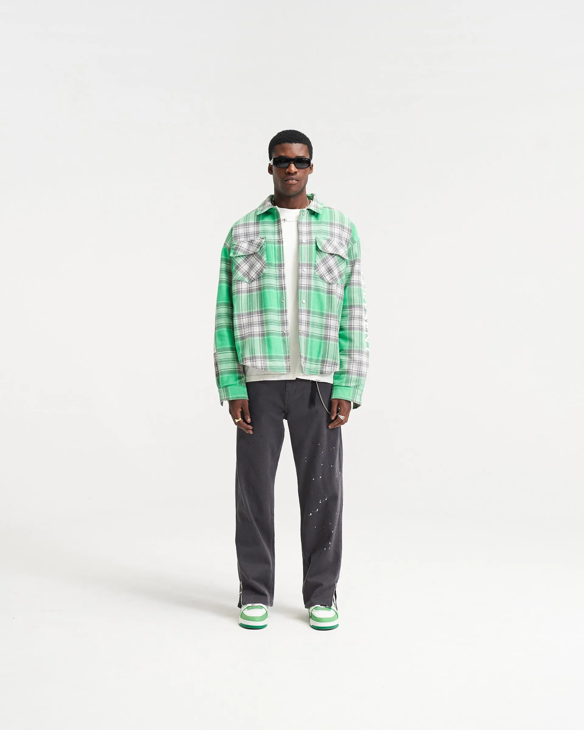 Quilted Flannel Overshirt - Island Green