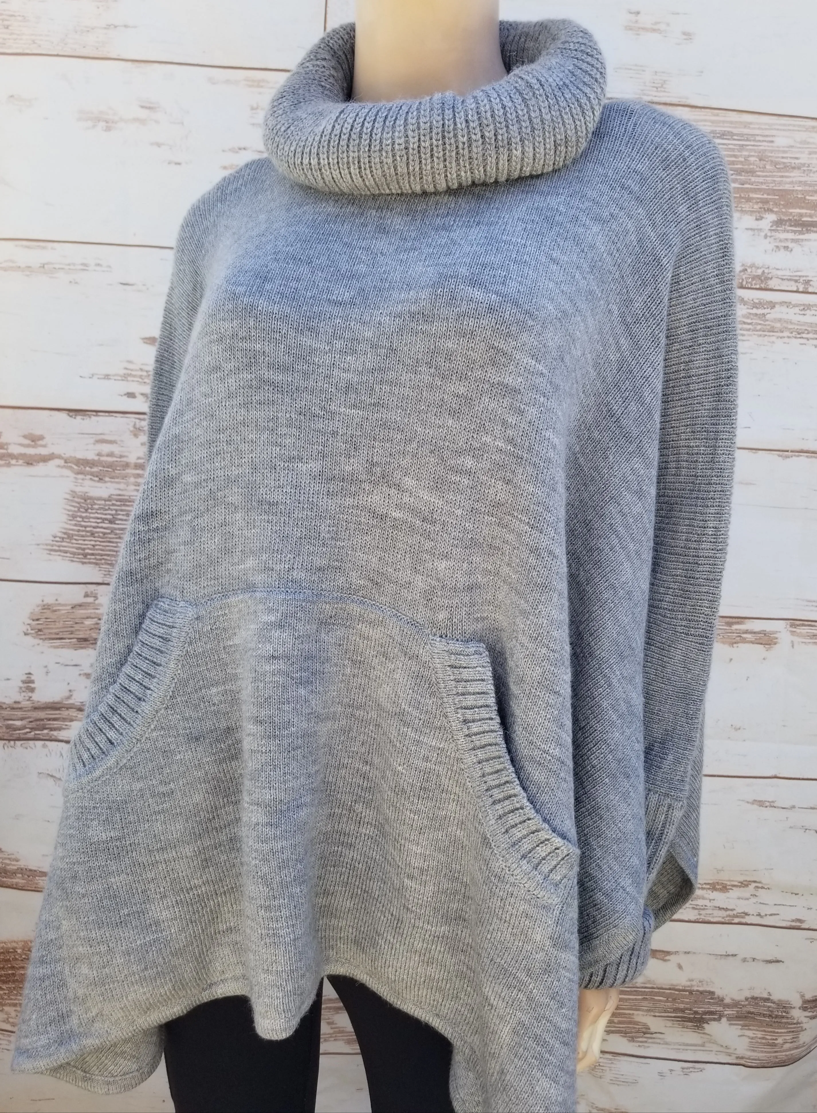 "Adele" Tourtle Neck Fine Alpaca Poncho