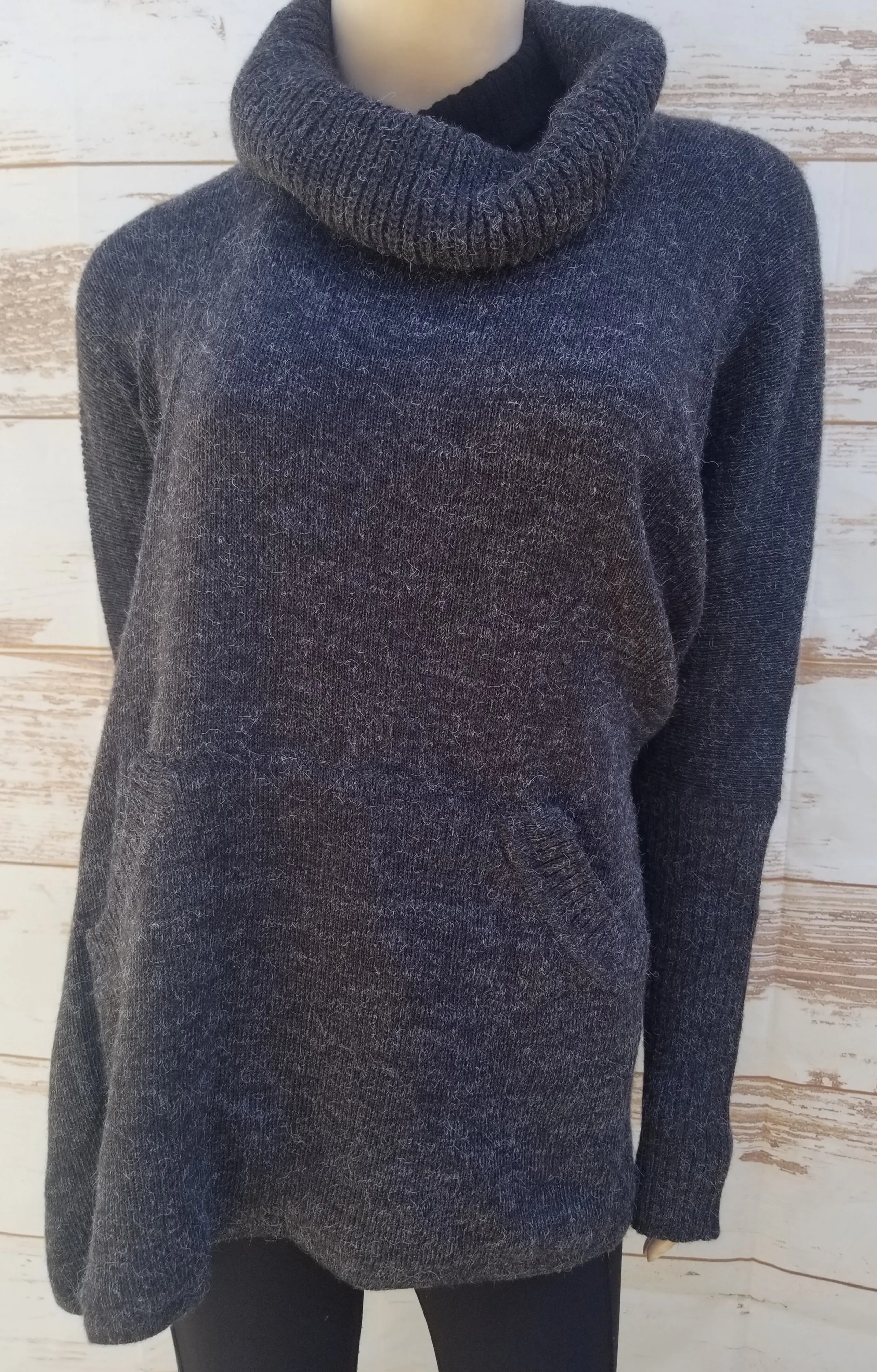 "Adele" Tourtle Neck Fine Alpaca Poncho