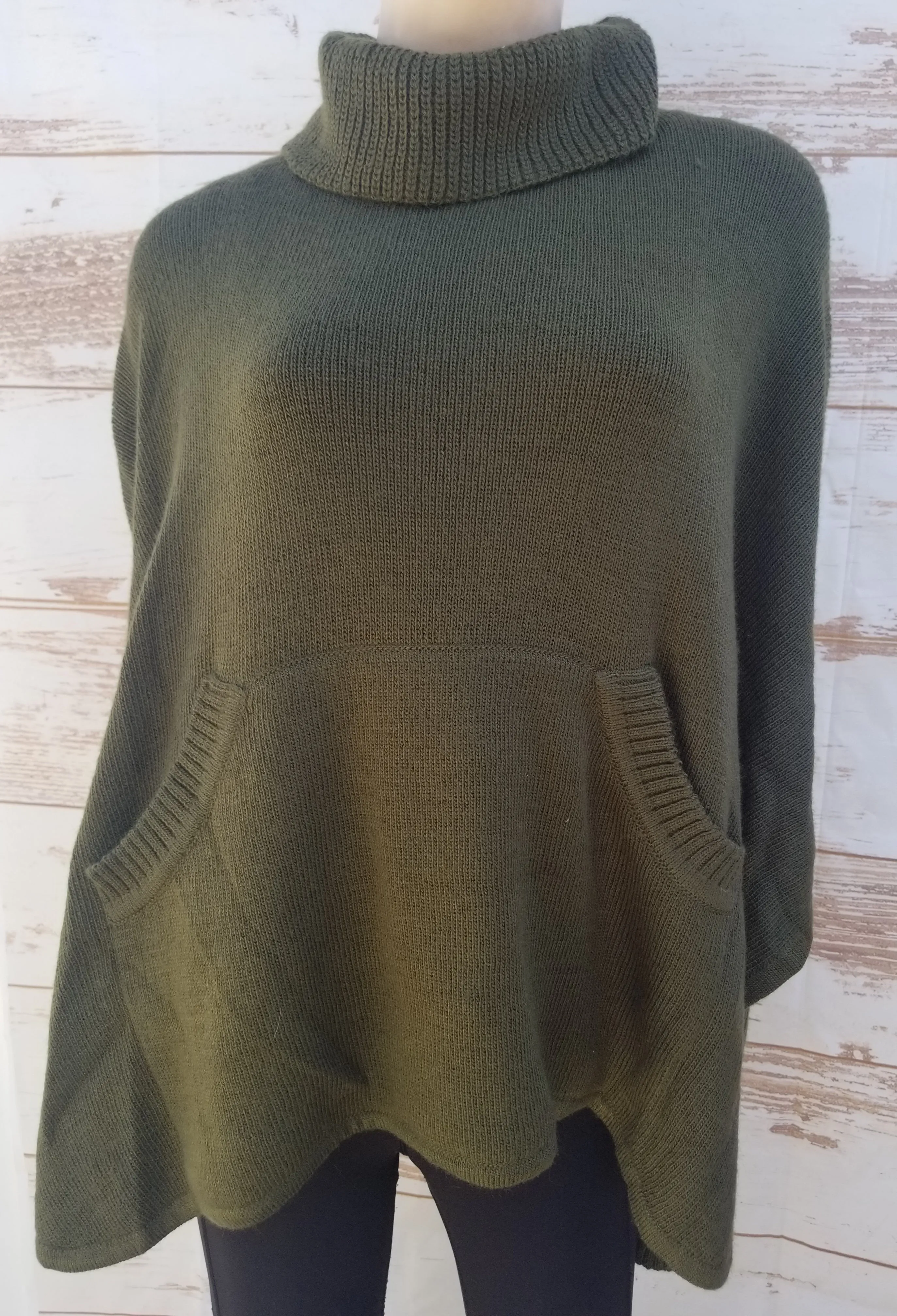 "Adele" Tourtle Neck Fine Alpaca Poncho