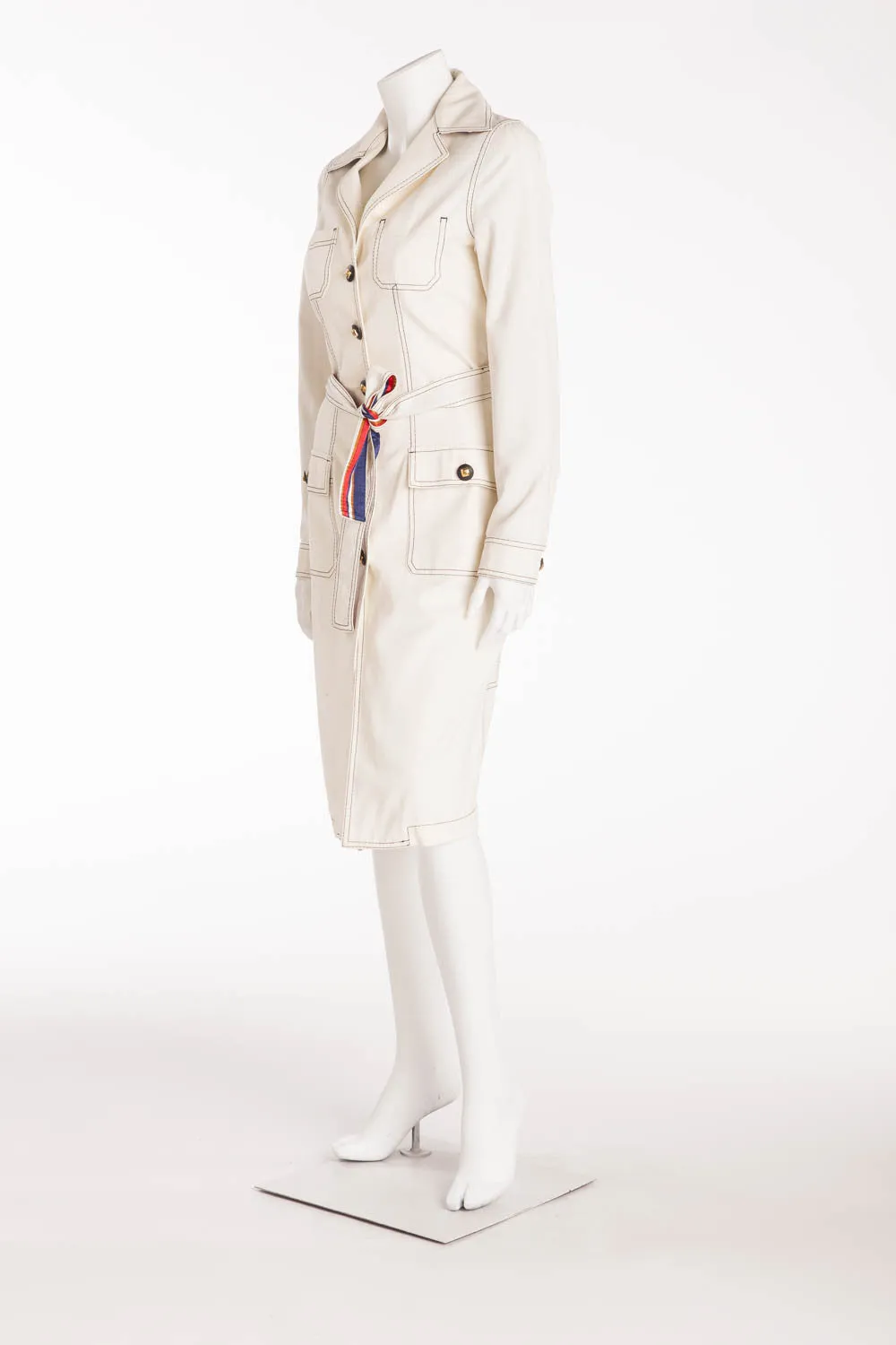 Roberto Cavalli - Off White Jacket Long Sleeve Trench Coat - IT 38