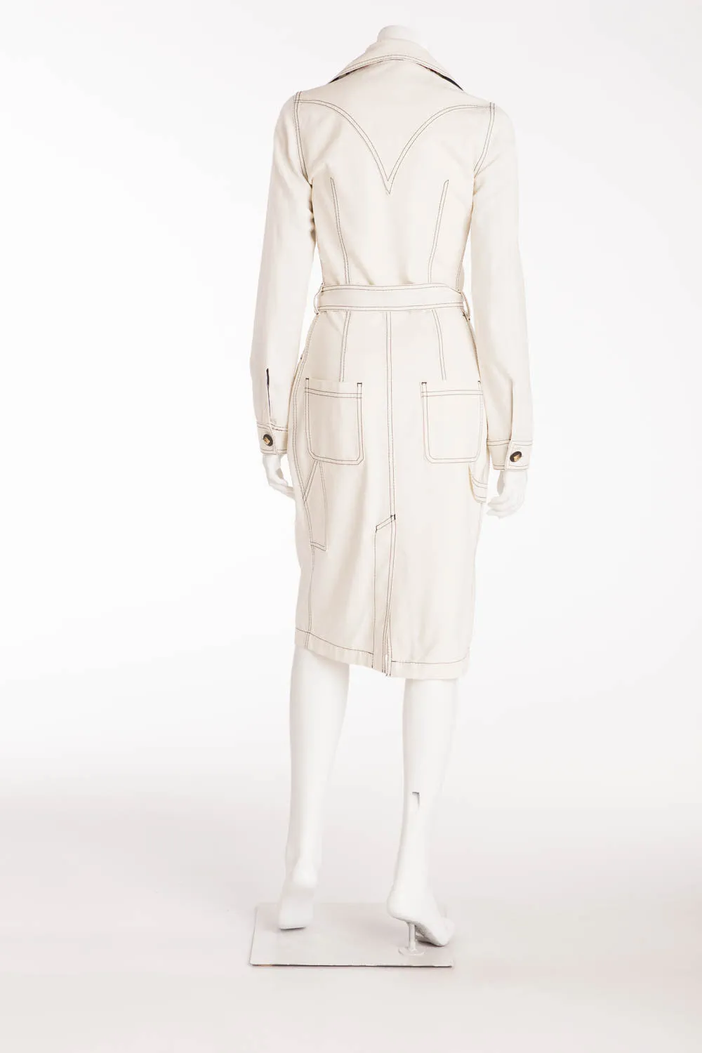 Roberto Cavalli - Off White Jacket Long Sleeve Trench Coat - IT 38