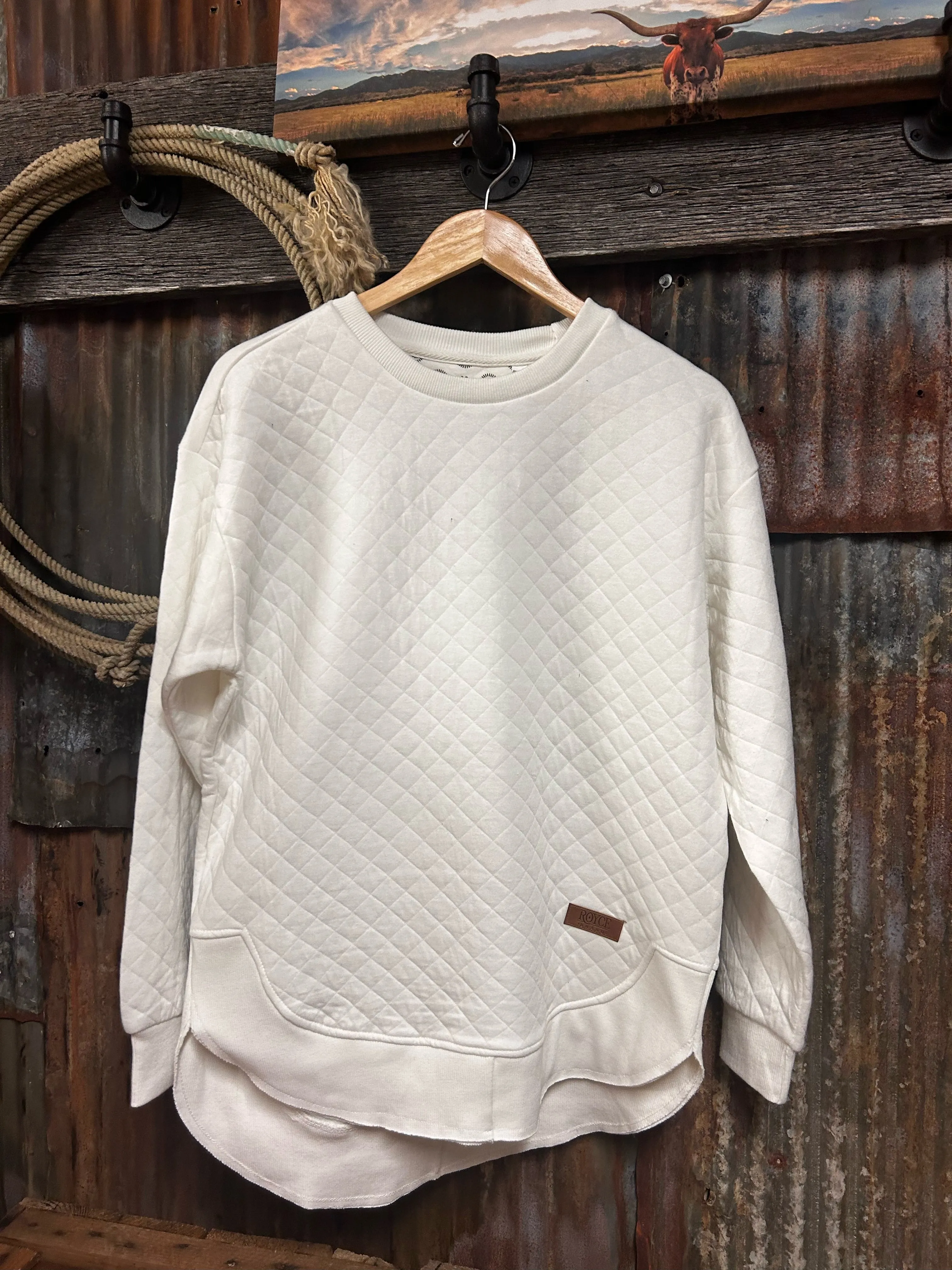 Royce Quilted Ivory Pullover
