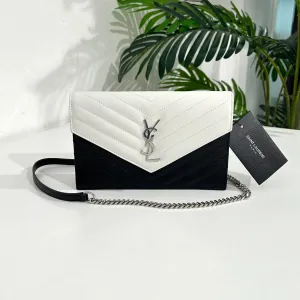 Saint Laurent Black & White Wallet on Chain
