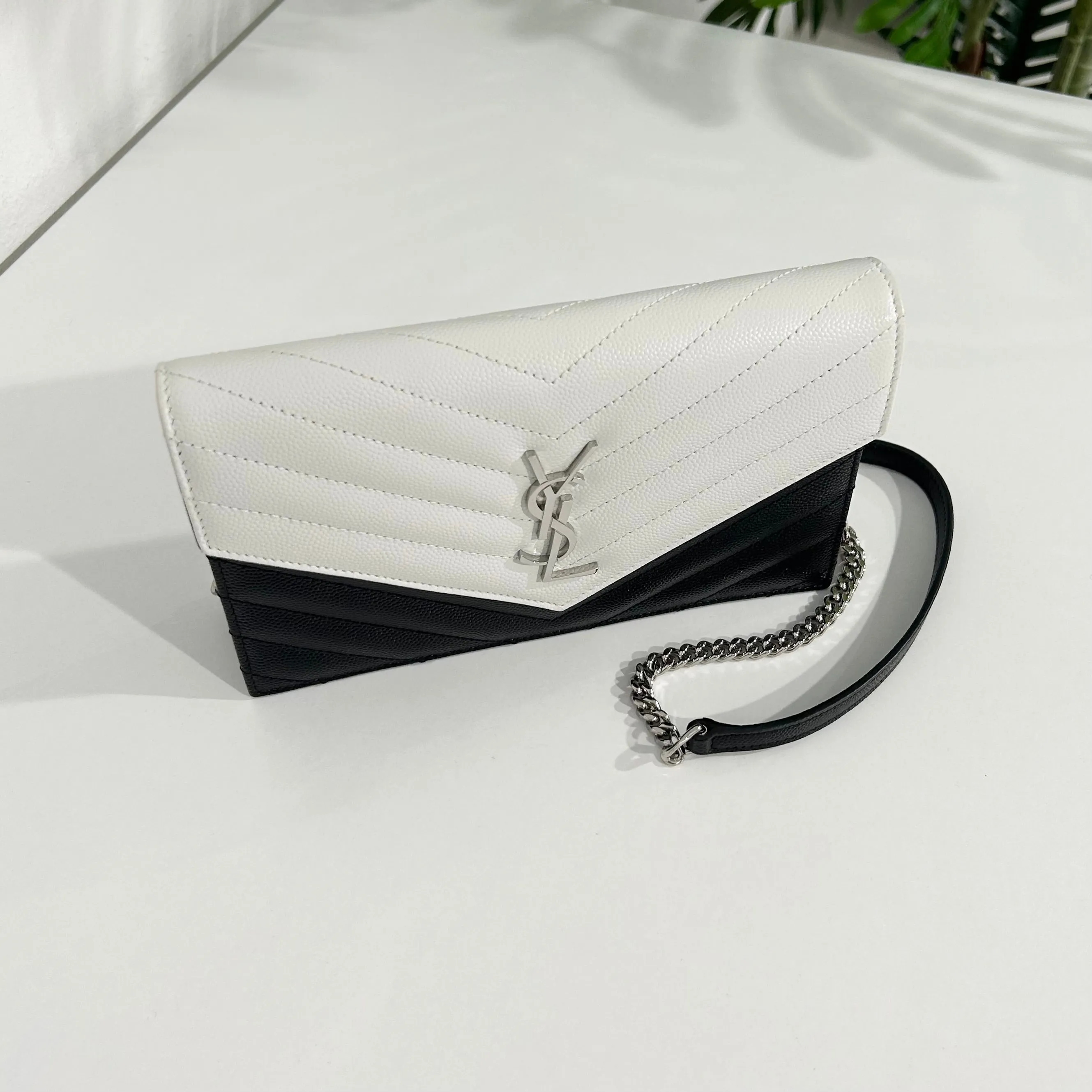 Saint Laurent Black & White Wallet on Chain