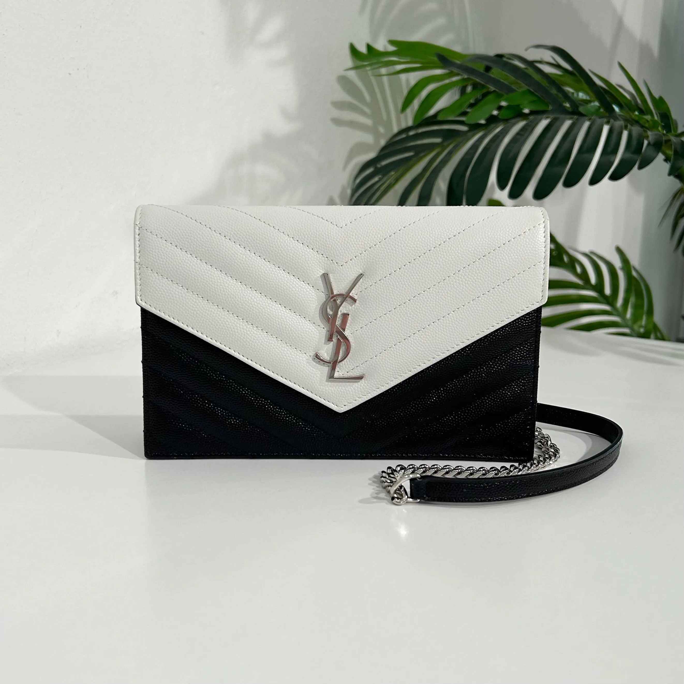 Saint Laurent Black & White Wallet on Chain