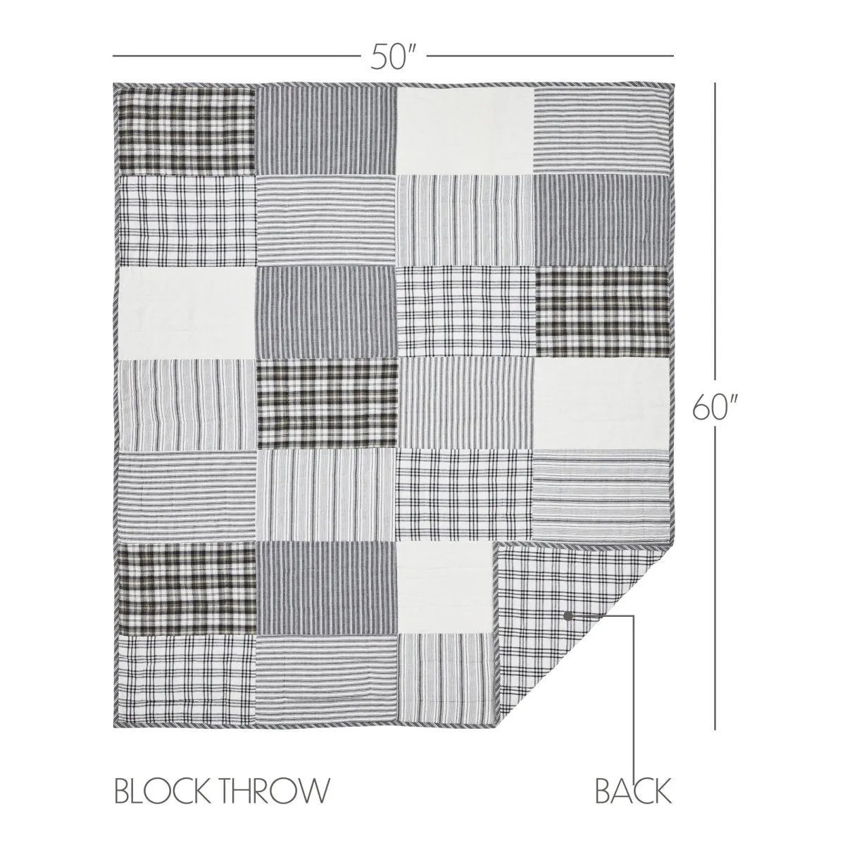 Sawyer Mill Black Block Quilted Throw