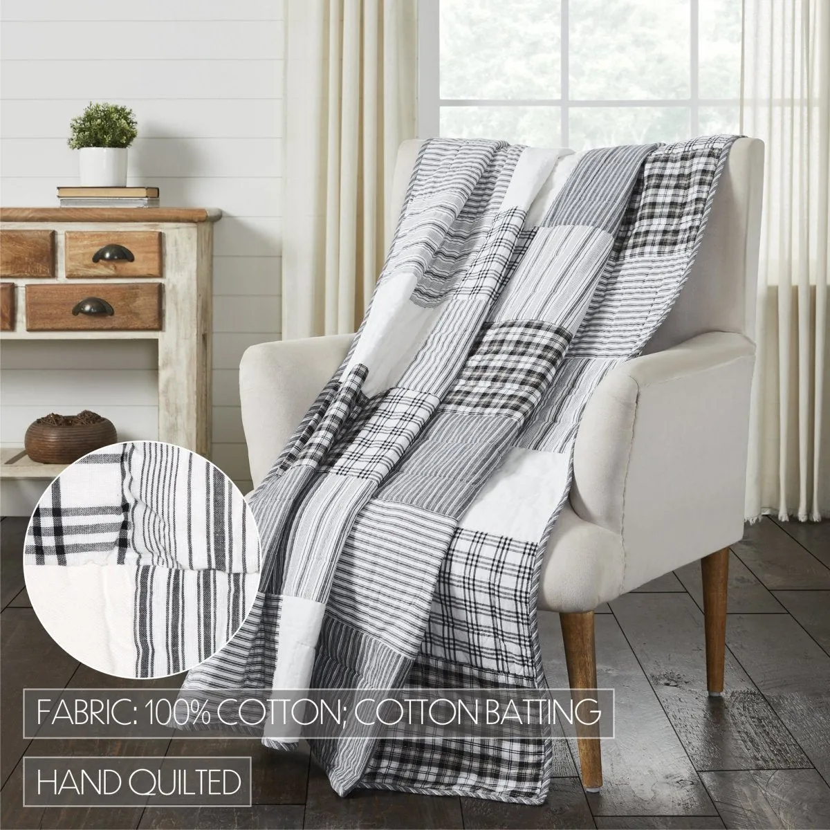 Sawyer Mill Black Block Quilted Throw