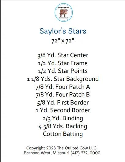 Saylor's Stars Quilt Pattern