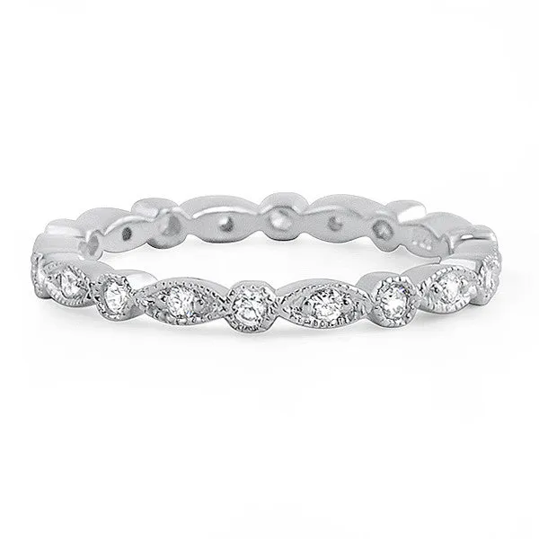 Silver Signity CZ Fancy Eternity Ring Stackable