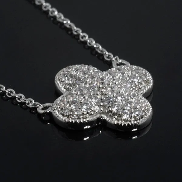 Sterling Silver Signity CZ Cushion Cross Necklace