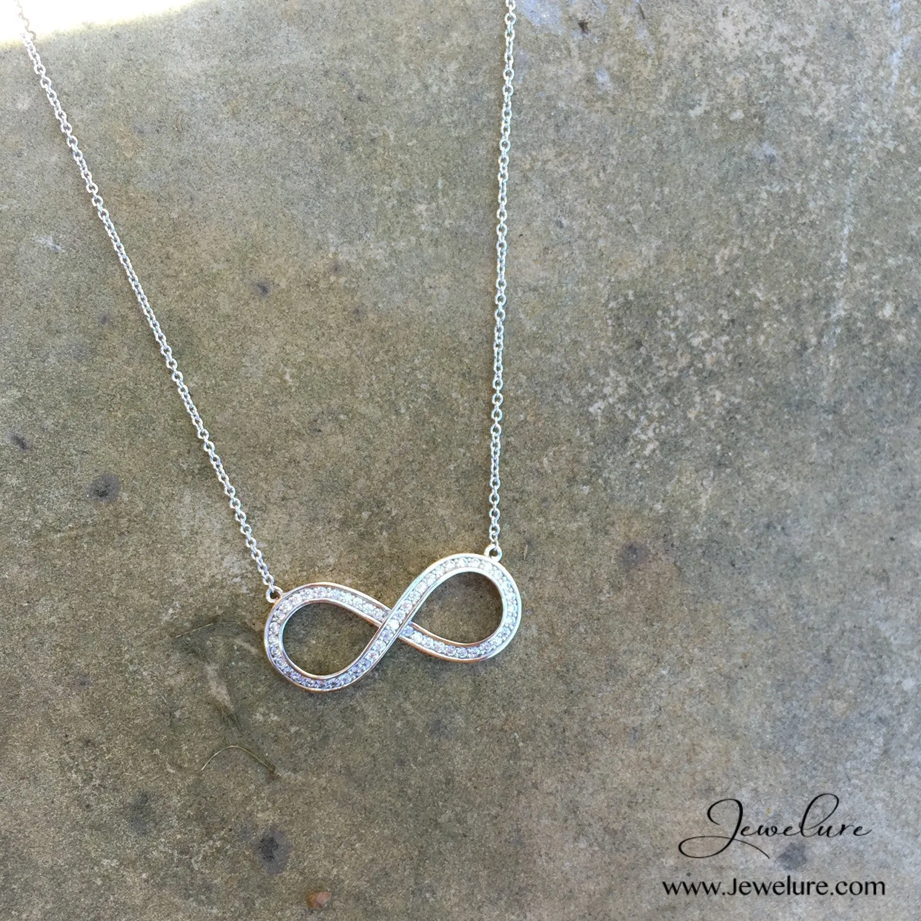 Sterling Silver Signity CZ Infinity Sign Necklace