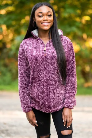 Tell Me Everything Wine Red Sherpa Pullover