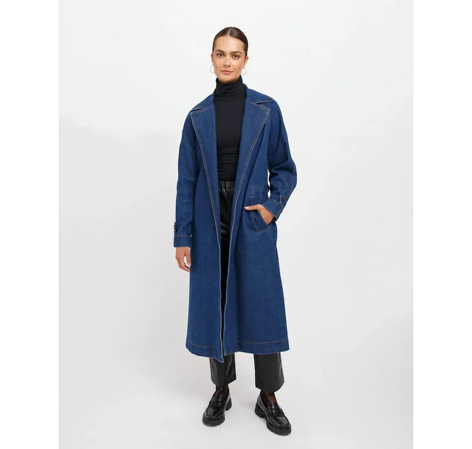 The Caitlin Denim Trench Coat | Indigo Denim