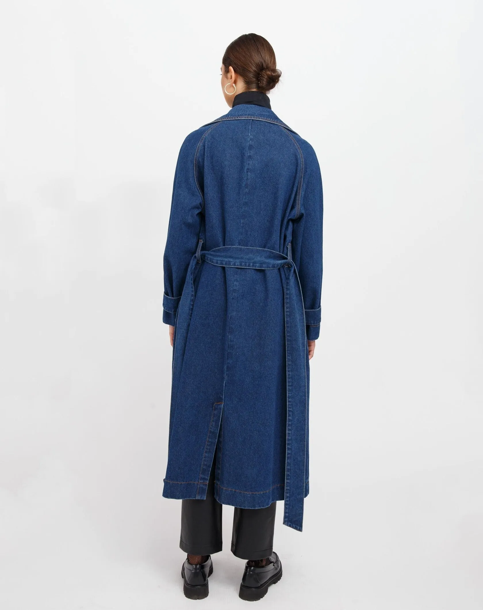 The Caitlin Denim Trench Coat | Indigo Denim