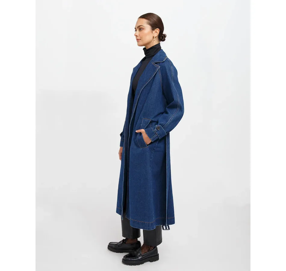 The Caitlin Denim Trench Coat | Indigo Denim