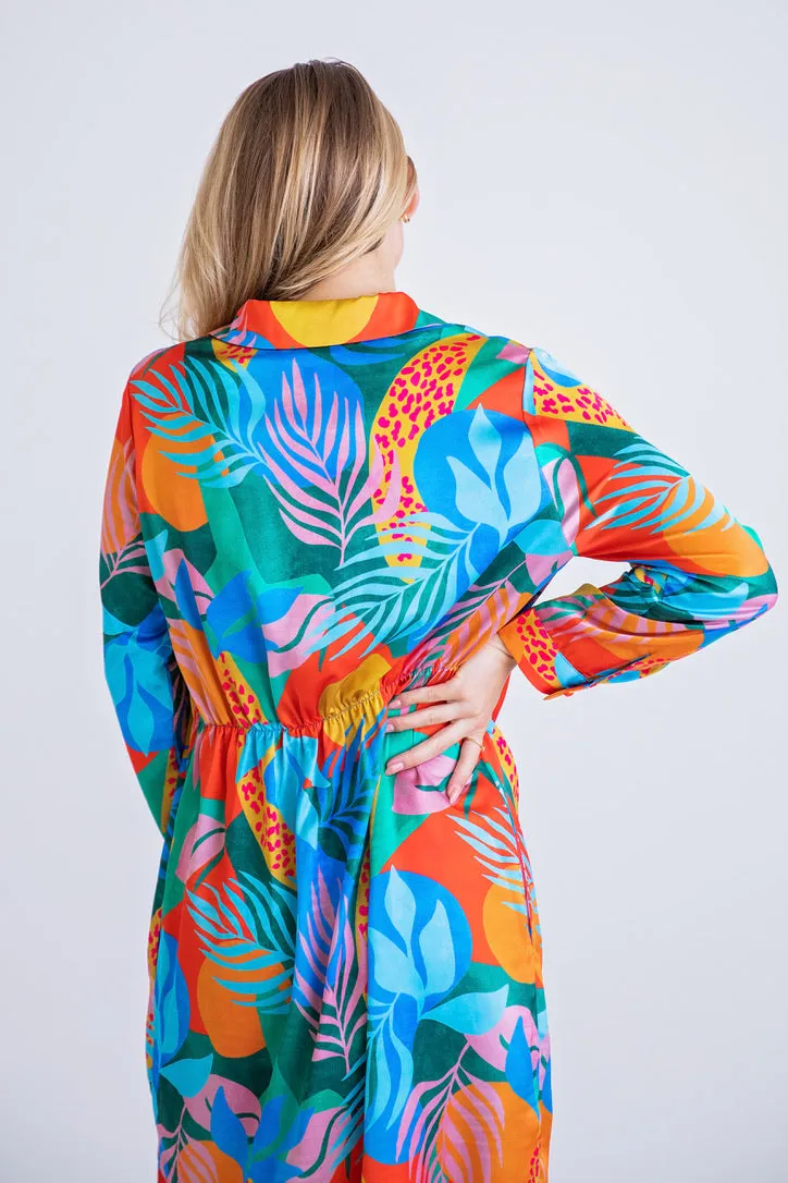 Tropical Shirt Midi Dress