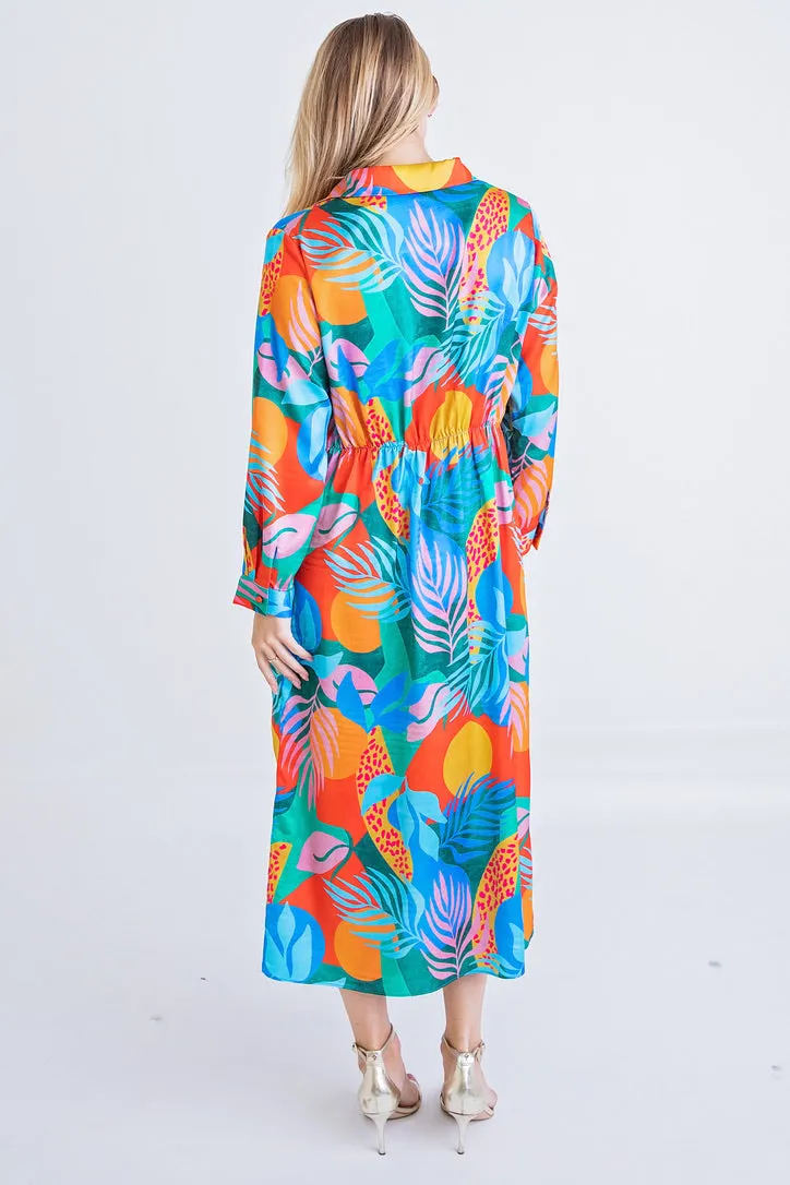Tropical Shirt Midi Dress