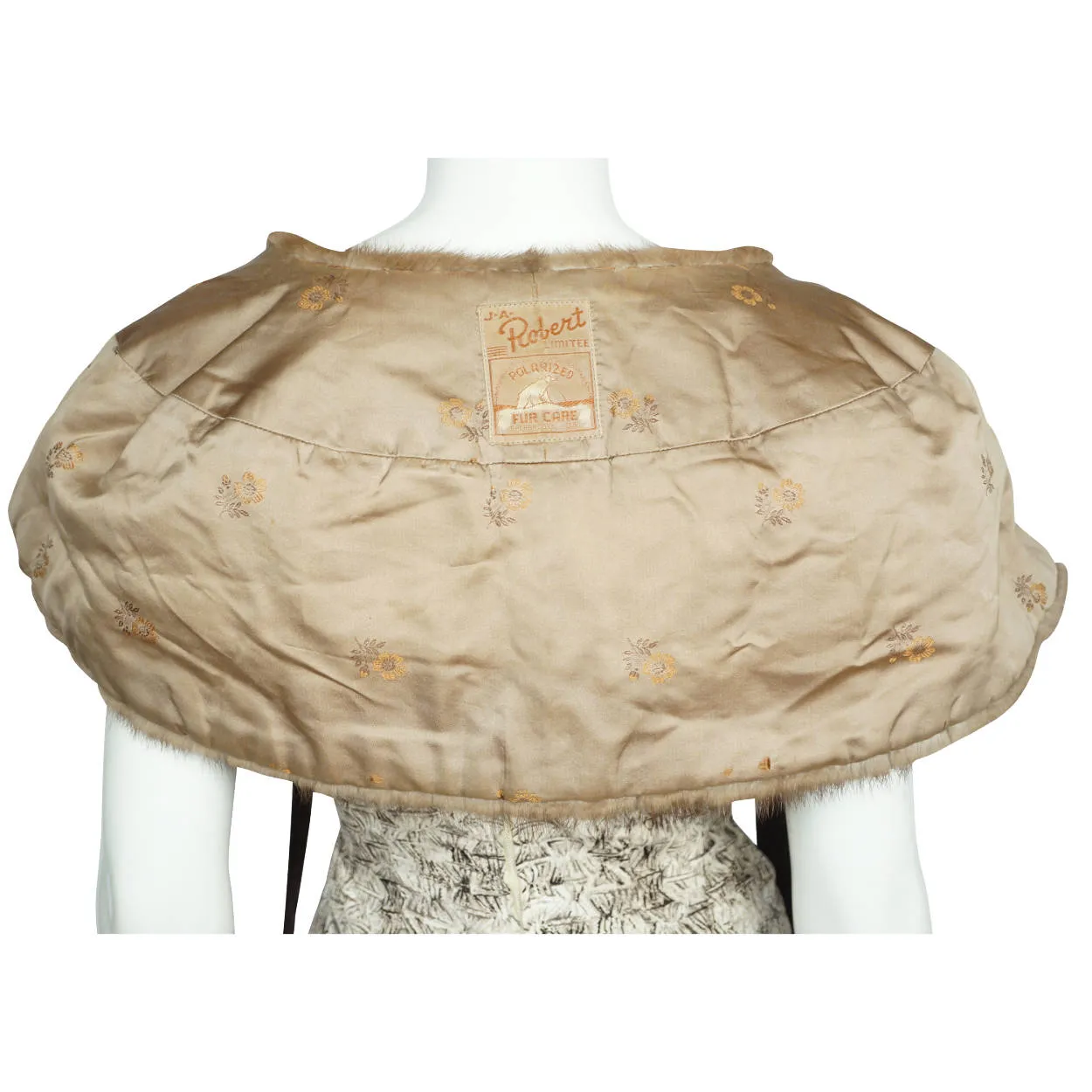 Vintage 1950s 60s Mink Fur Stole Shrug w Ribbon Tie Closure Pastel Brown Size M