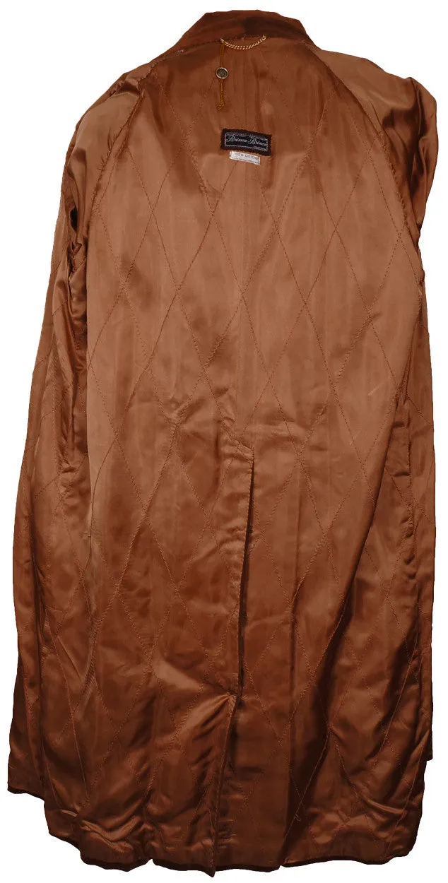 Vintage 70s Mens Mod Trench Coat Brown Velvet L