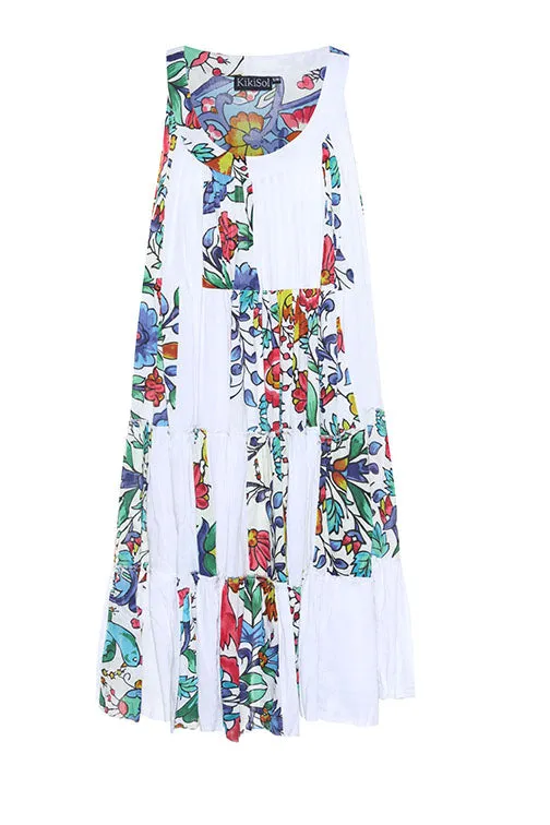 White Patchwork Tank Dress