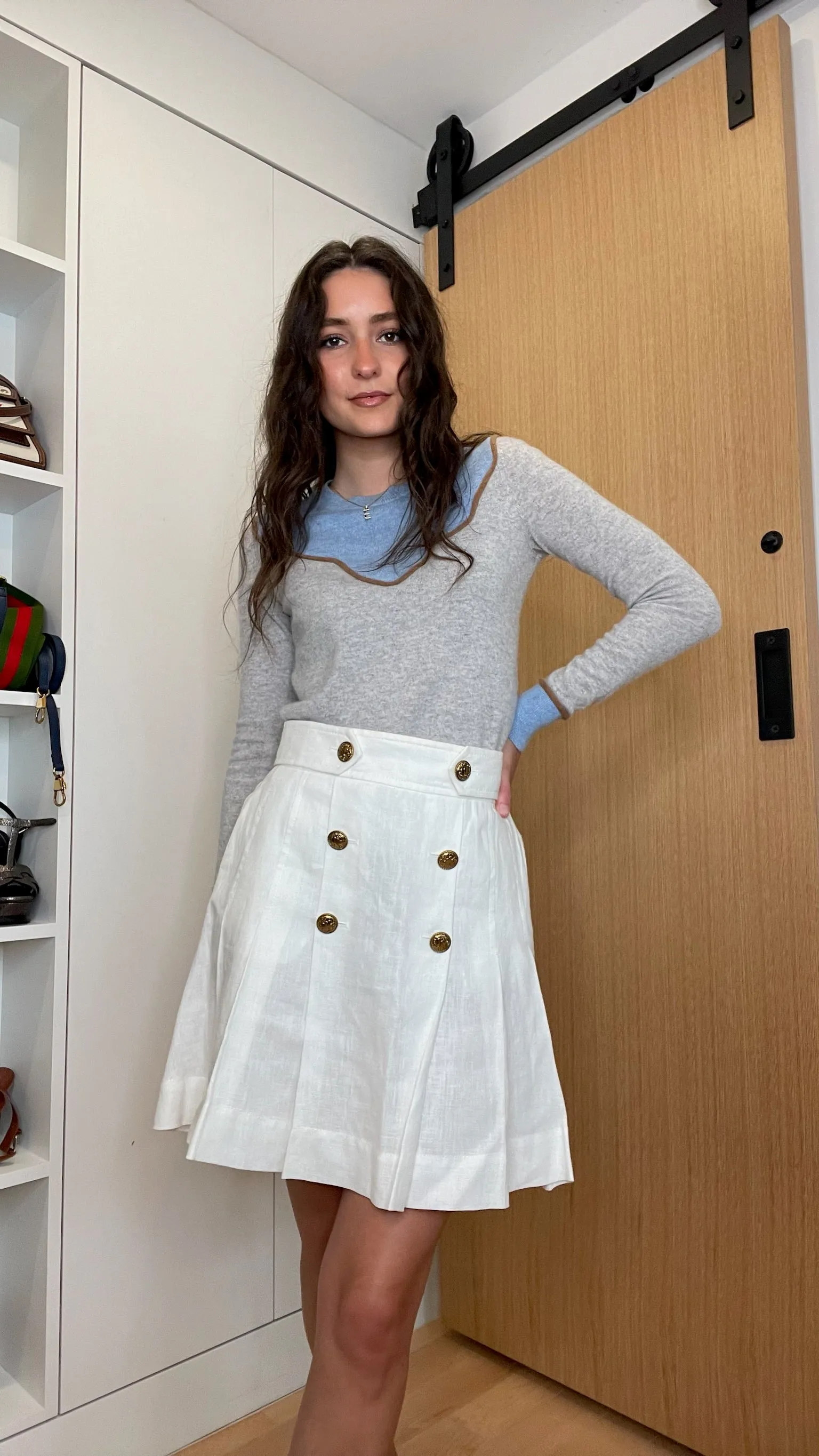 White Pleated Skirt - 0