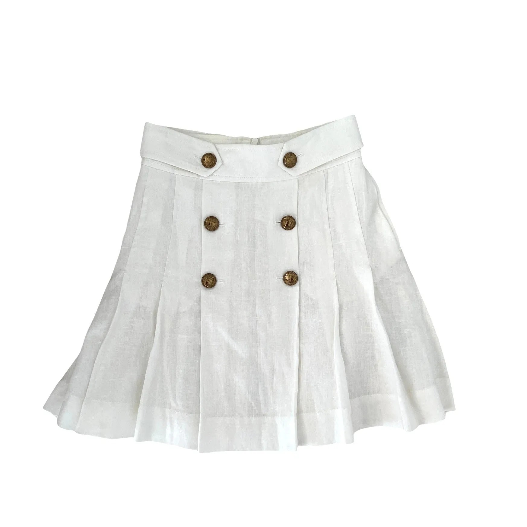 White Pleated Skirt - 0