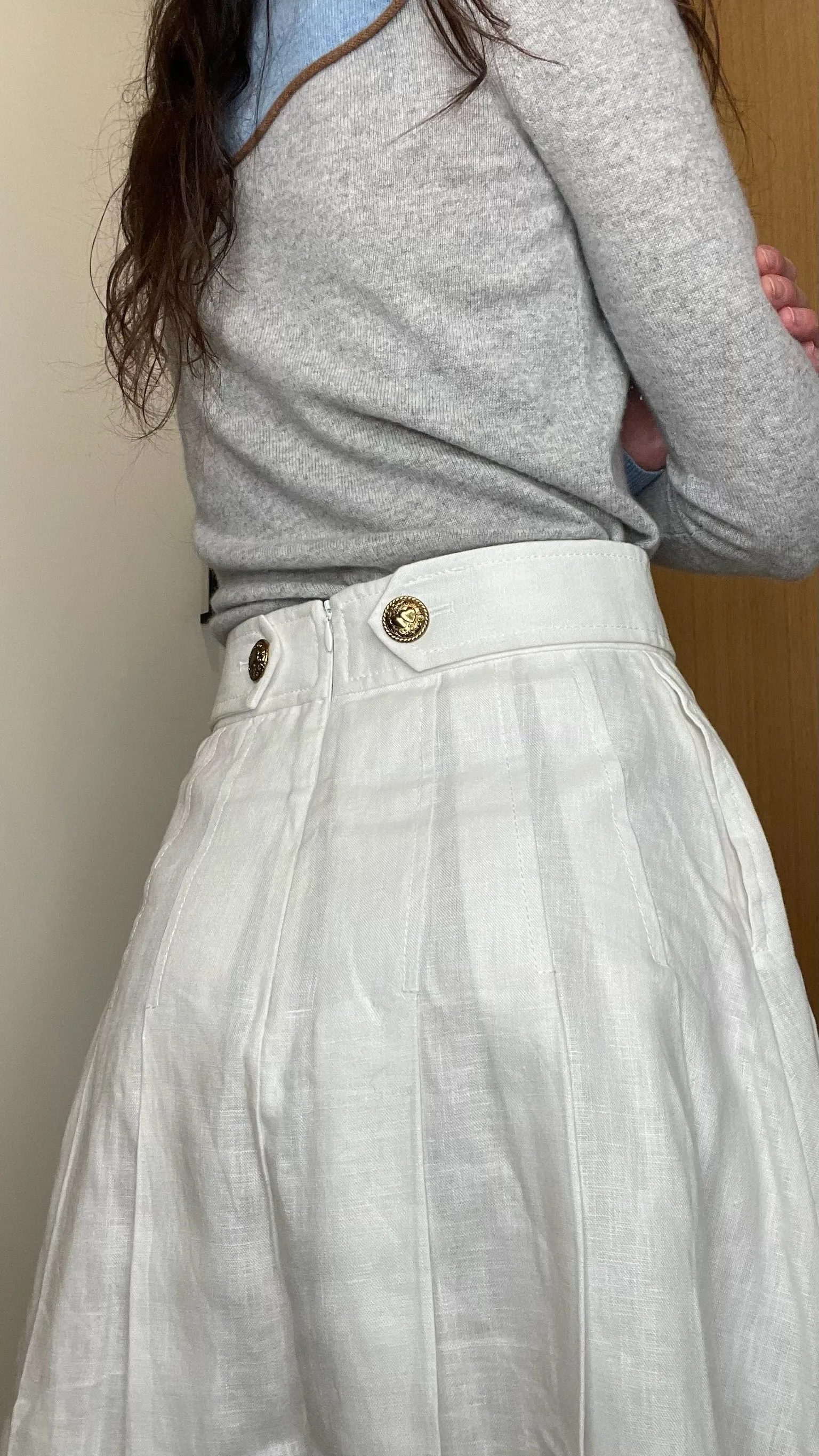 White Pleated Skirt - 0