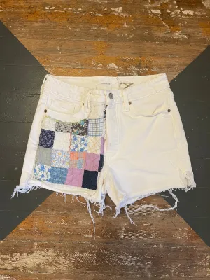 WHITE SQUARE QUILT SHORTS - 4