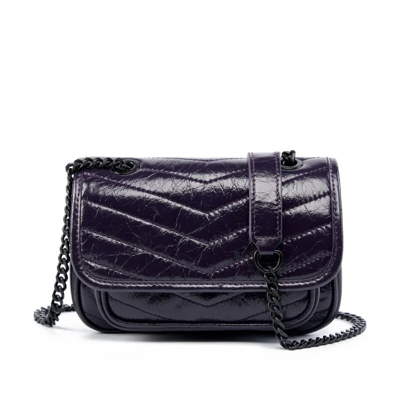Women Minimalism Quilted Leather Mini Cross Body Bag