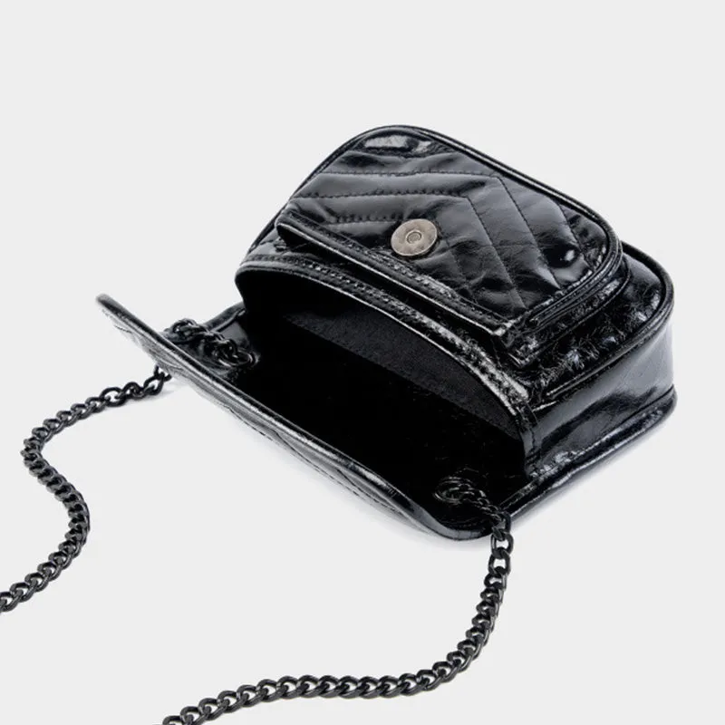 Women Minimalism Quilted Leather Mini Cross Body Bag