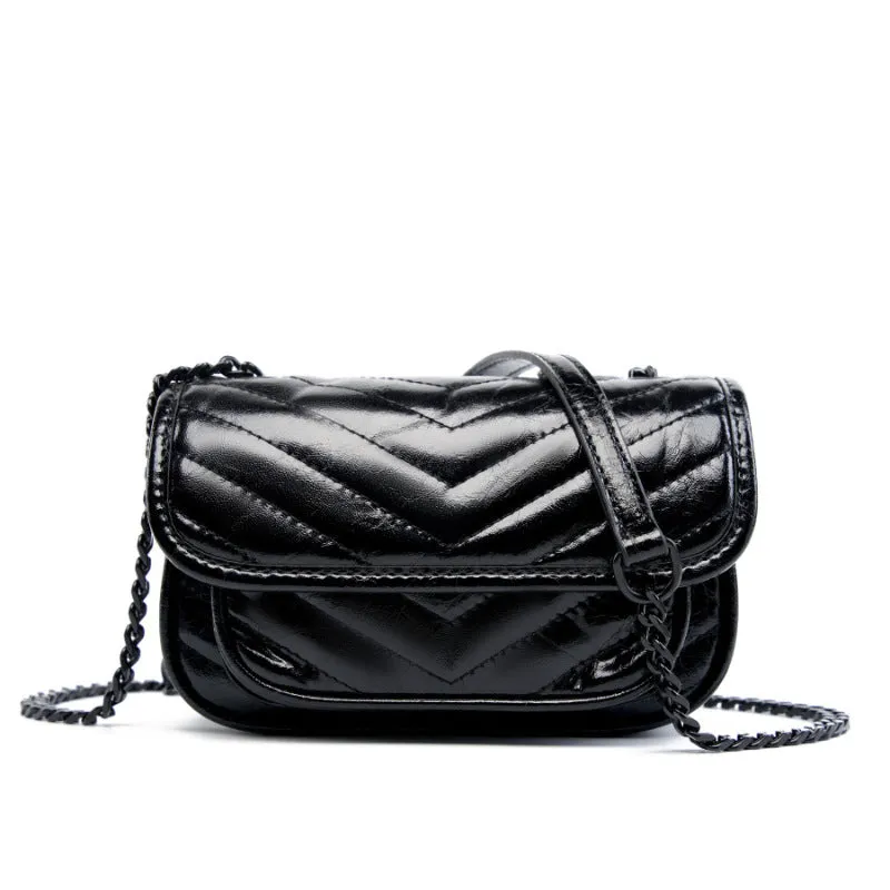 Women Minimalism Quilted Leather Mini Cross Body Bag