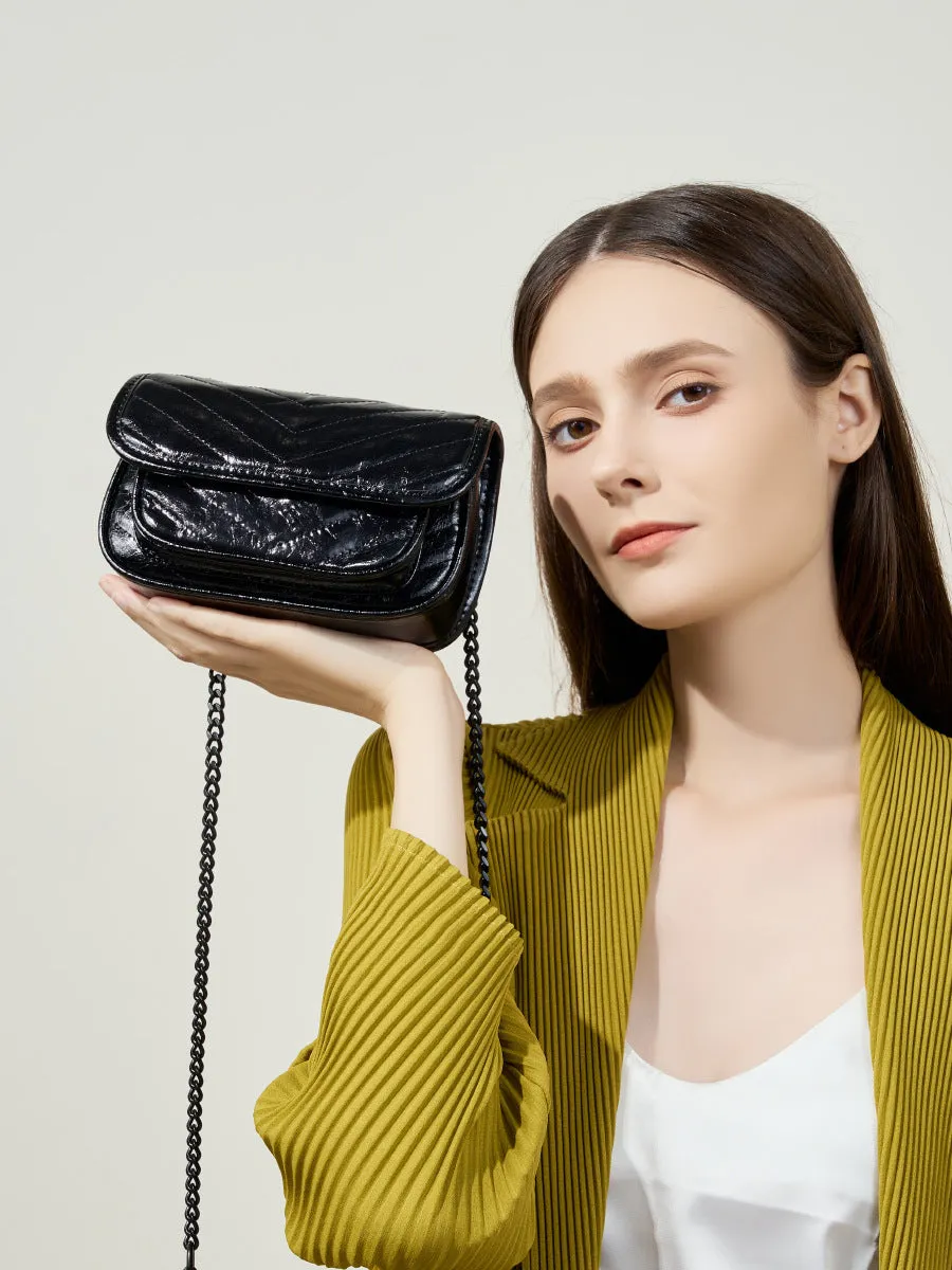 Women Minimalism Quilted Leather Mini Cross Body Bag