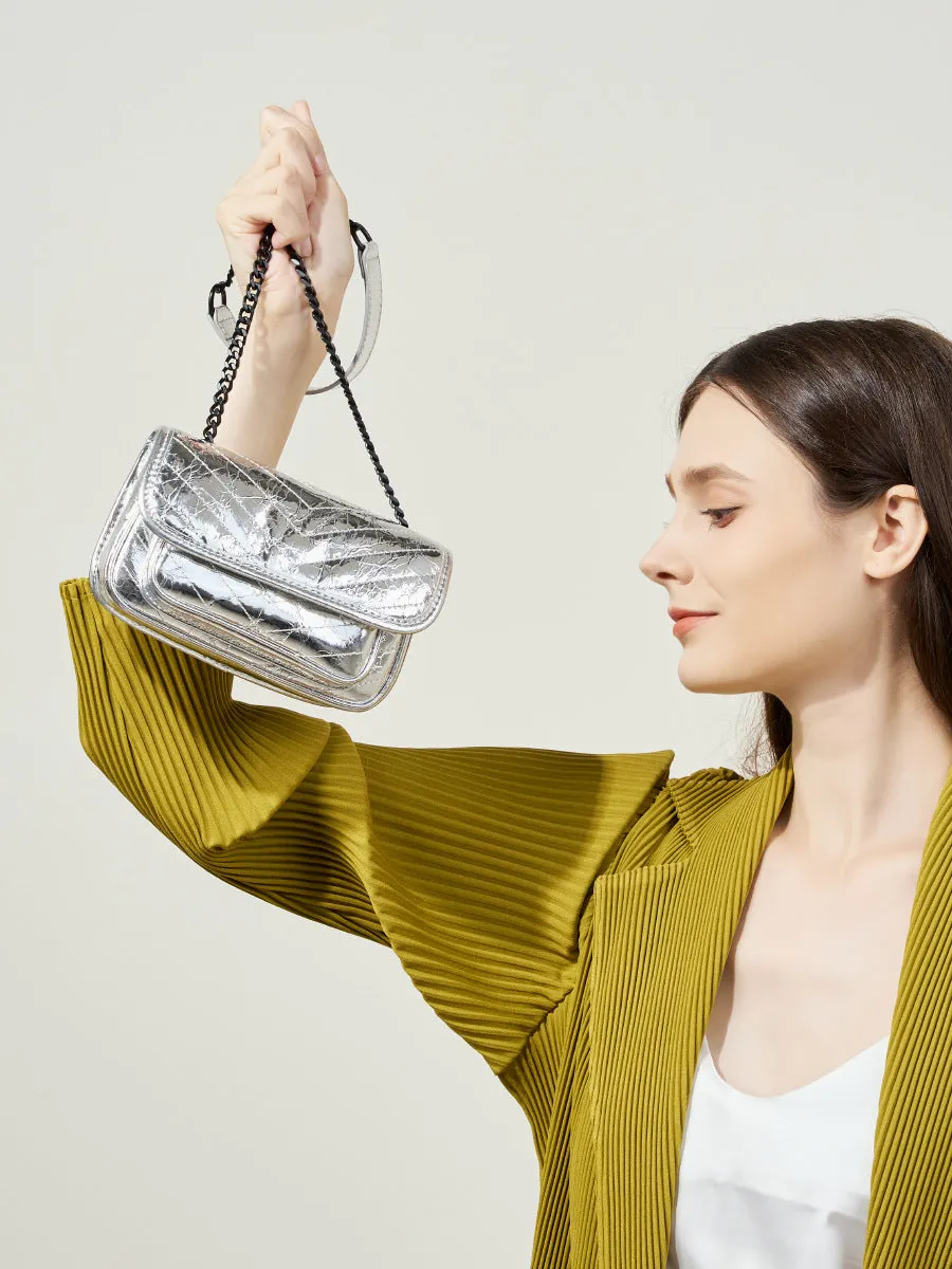 Women Minimalism Quilted Leather Mini Cross Body Bag