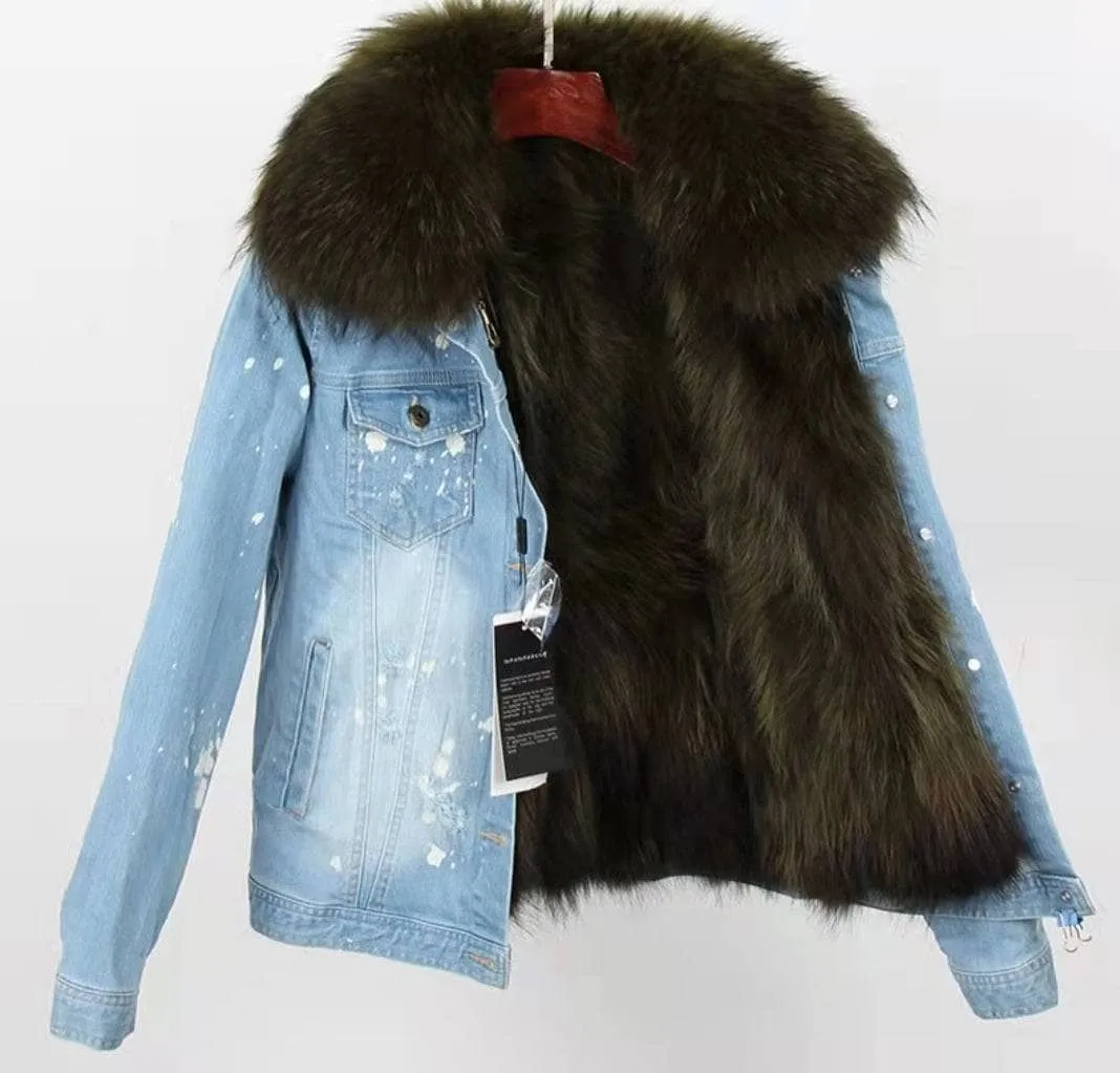 Women’s Ombre Fur Denim Jacket