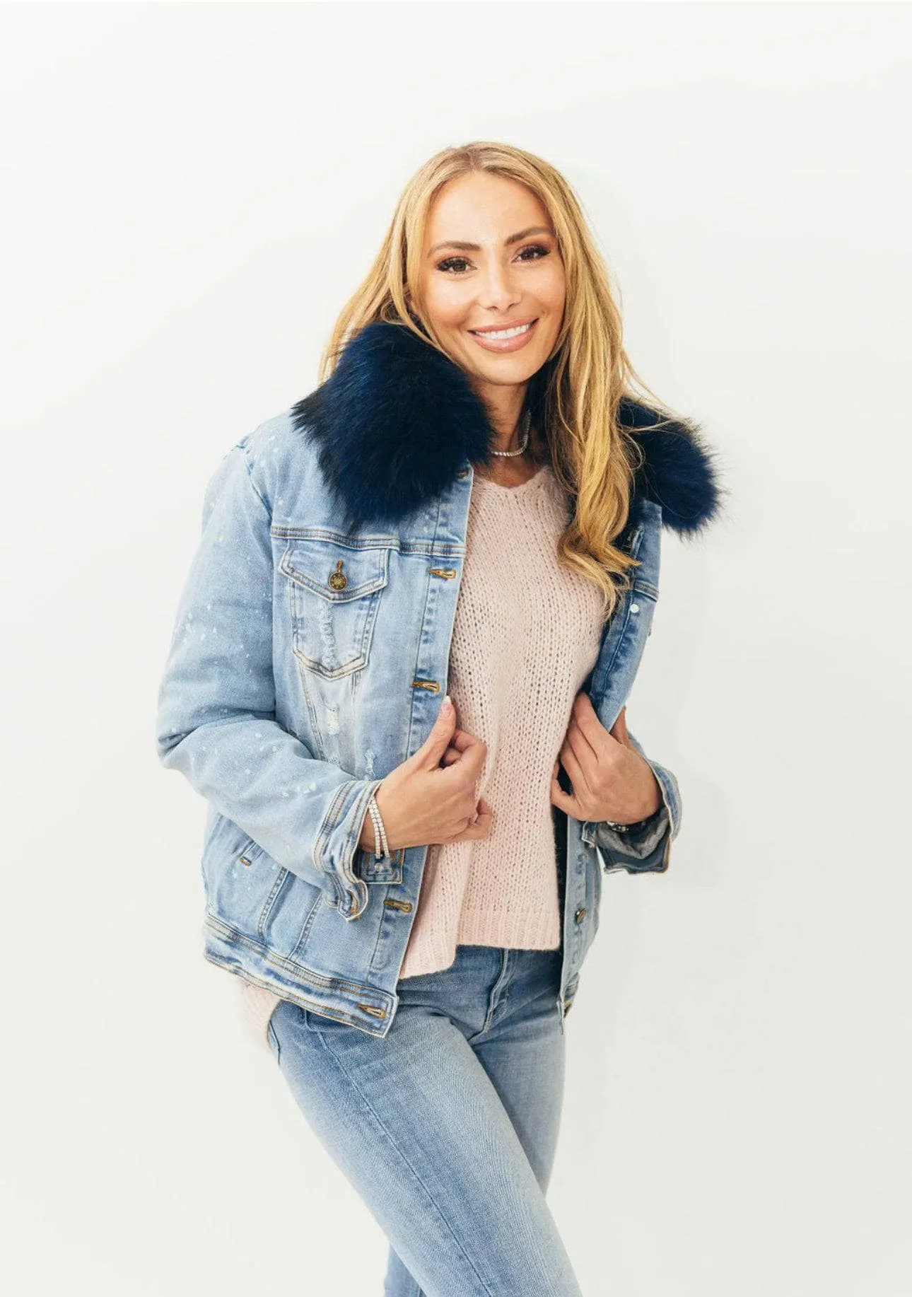 Women’s Ombre Fur Denim Jacket
